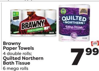 Weis Markets Brawny paper towels 4 double rolls quilted northern bath tissue 6 mega rolls offer