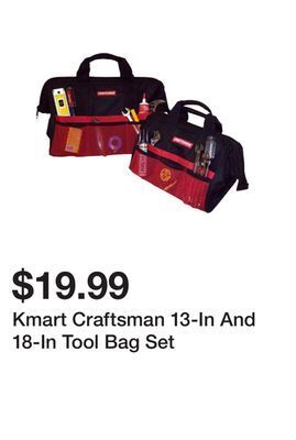 Kmart Kmart craftsman 13-in and 18-in tool bag set offer