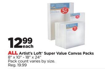 Michaels All artist's loft® super value canvas packs offer