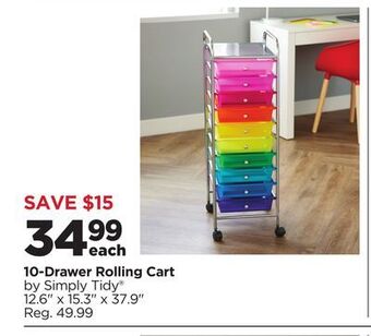 Michaels 10-drawer rolling cart by simply tidy® offer