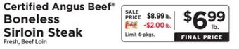 ShopRite Boneless sirloin steak offer