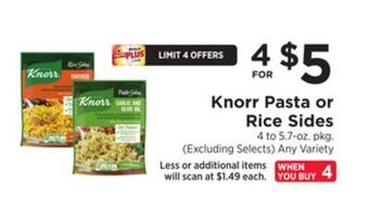 ShopRite Pasta or rice sides offer