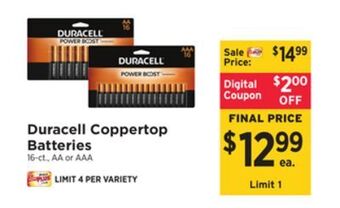 ShopRite Coppertop batteries offer