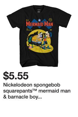 Five Below Nickelodeon spongebob squarepants™ mermaid man & barnacle boy graphic tee offer
