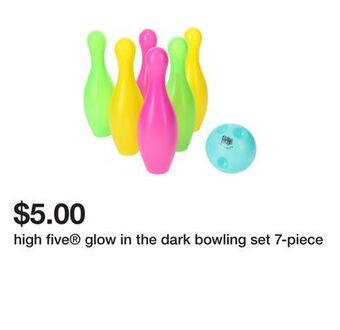 Five Below High five® glow in the dark bowling set 7-piece offer