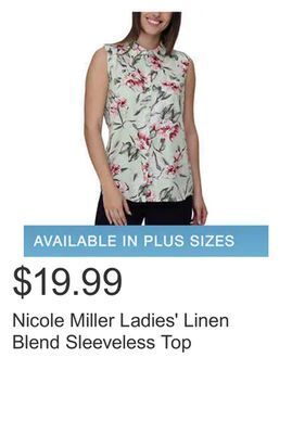 Costco Nicole miller ladies' linen blend sleeveless top offer