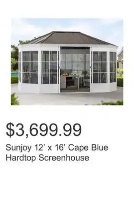 Costco Sunjoy 12' x 16' cape blue hardtop screenhouse offer