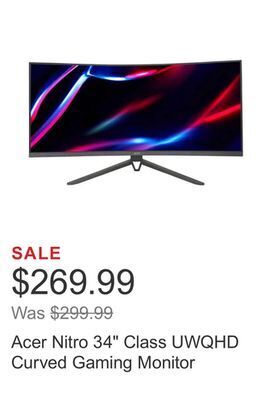Costco Acer nitro 34 class uwqhd curved gaming monitor offer
