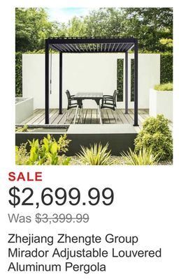 Costco Zhejiang zhengte group mirador adjustable louvered aluminum pergola offer