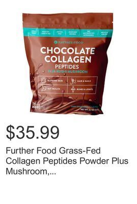 Costco Further food grass-fed collagen peptides powder plus mushroom, chocolate, 56 servings offer