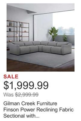 Costco Gilman creek furniture finson power reclining fabric sectional with power headrests offer