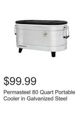Costco Permasteel 80 quart portable cooler in galvanized steel offer