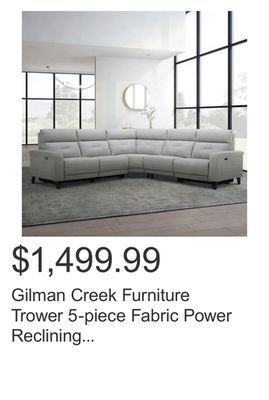 Costco Gilman creek furniture trower 5-piece fabric power reclining sectional with power headrests offer