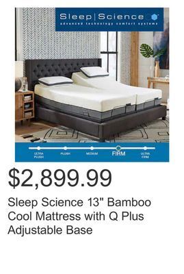 Costco Sleep science 13 bamboo cool mattress with q plus adjustable base offer