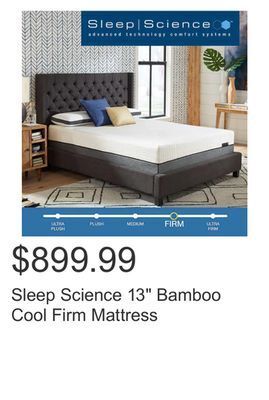 Costco Sleep science 13 bamboo cool firm mattress offer