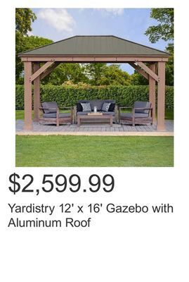 Costco Yardistry 12' x 16' gazebo with aluminum roof offer
