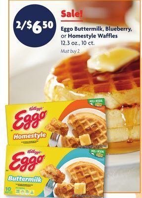 Family Dollar Eggo buttermilk, blueberry, or homestyle waffles offer