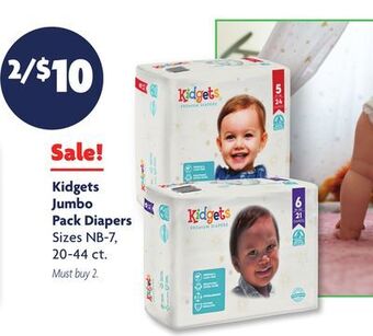 Family Dollar Kidgets jumbo pack diapers offer