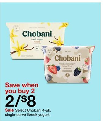 Target Chobani 4-pk. single-serve greek yogurt offer