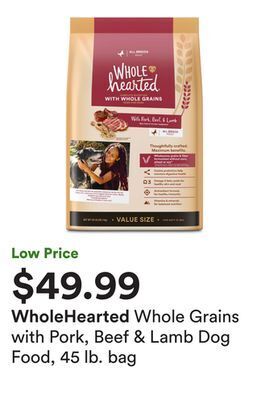 Whole grains with pork, beef & lamb dog food, 45 lb. bag