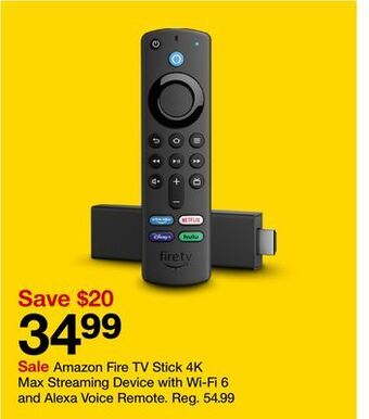 Target Amazon fire tv stick 4k max streaming device with wi-fi 6 and alexa voice remote offer