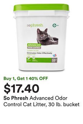 Petco Advanced odor control cat litter, 30 lb. bucket offer