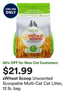 Petco Unscented scoopable multi-cat cat litter, 12 lb. bag offer