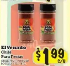El Venado Chile Para Frutas CHILE FRUIT POWDER BOTELLA: 02 BTL.