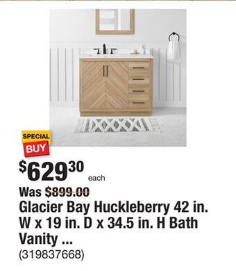 The Home Depot Glacier bay huckleberry 42 in. w x 19 in. d x 34.5 in. h bath vanity in weathered tan with white cultured marble top offer