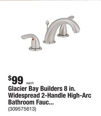 The Home Depot Glacier bay builders 8 in. widespread 2-handle high-arc bathroom faucet in brushed nickel offer
