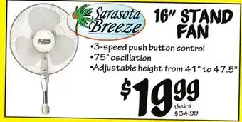 Ollie's Sarasota breeze 16 stand fan offer