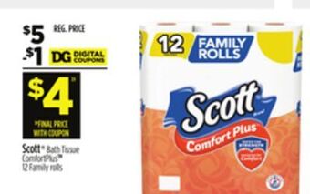 Dollar General Scott® bath tissue comfort plus offer