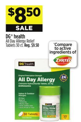Dollar General Dg® health all day allergy relief tablets offer