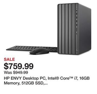 Office Depot Hp envy desktop pc, intel® core™ i7, 16gb memory, 512gb ssd, windows® 11 home offer