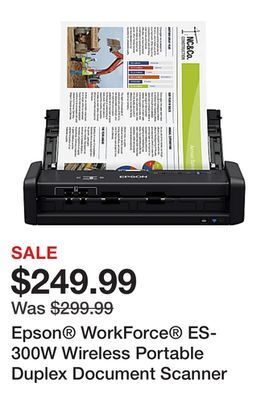 Office Depot Epson® workforce® es-300w wireless portable duplex document scanner offer