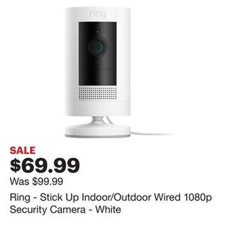 Best Buy Ring - stick up indoor/outdoor wired 1080p security camera - white offer