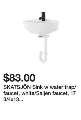 Ikea Skatsjön sink w water trap/faucet, white/saljen faucet, 17 3/4x13 3/4 offer