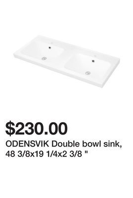 Ikea Odensvik double bowl sink, 48 3/8x19 1/4x2 3/8 offer