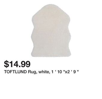 Ikea Toftlund rug, white, 1 ' 10 x2 ' 9 offer