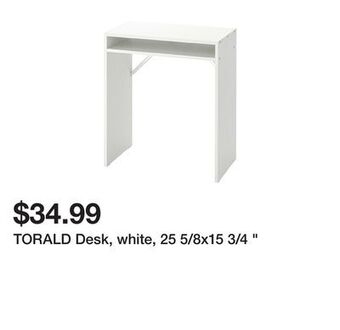Ikea Torald desk, white, 25 5/8x15 3/4 offer