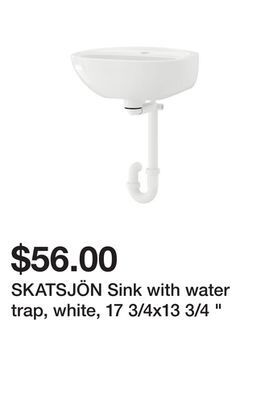 Ikea Skatsjön sink with water trap, white, 17 3/4x13 3/4 offer