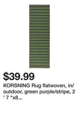 Ikea Korsning rug flatwoven, in/outdoor, green purple/stripe, 2 ' 7 x8 ' 2 offer