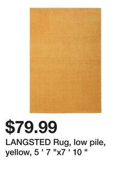 Ikea Langsted rug, low pile, yellow, 5 ' 7 x7 ' 10 offer