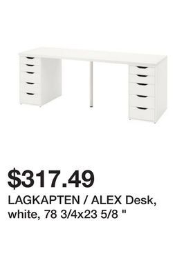 Ikea Lagkapten / alex desk, white, 78 3/4x23 5/8 offer