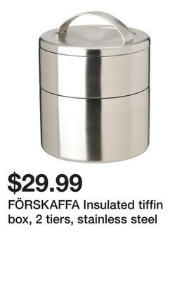 Ikea Förskaffa insulated tiffin box, 2 tiers, stainless steel offer