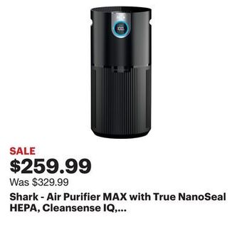 Best Buy Shark - air purifier max with true nanoseal hepa, cleansense iq, odor lock, cleans up to 1200 sq. ft - charcoal grey offer