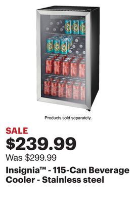 Best Buy Insignia™ - 115-can beverage cooler - stainless steel offer