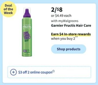 Walgreens Garnier fructis hair care offer