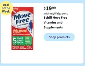 Walgreens Schiff move free vitamins and supplements offer