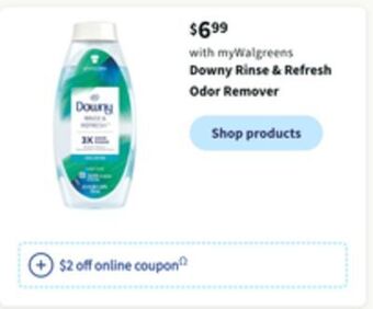 Walgreens Downy rinse & refresh odor remover offer